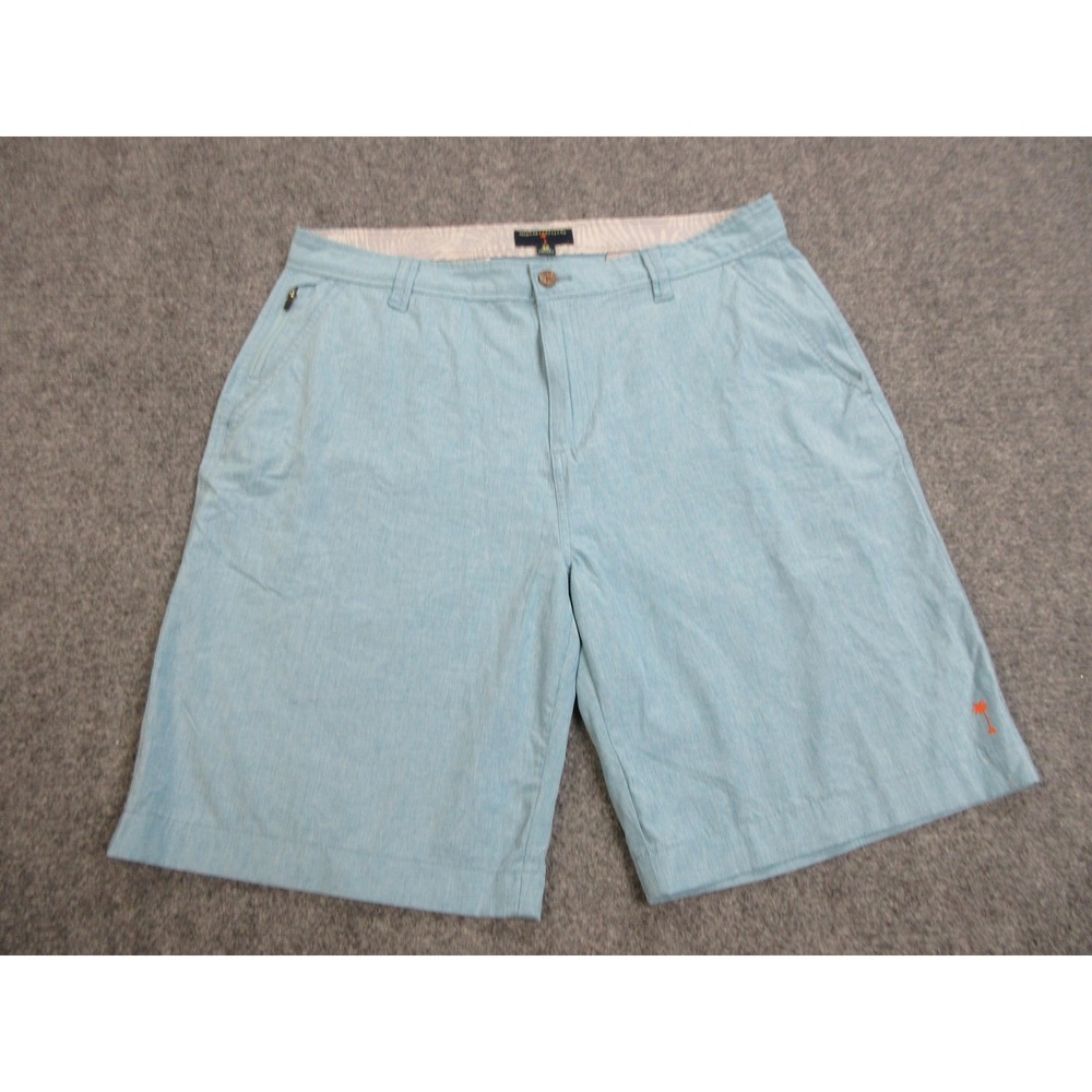 Margaritaville Shorts Mens 36 Blue Microfiber Stretch Chino 10 Inseam Beach